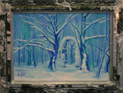 Павел Ляхов,Pavel lyakhov Этот пейзаж был написан после лыжной прогулки по лесу в районе г. Икши. Также некоторое влияние на картину оказало чтение рассказа Г. Ф. Лавкрафта Свет из других миров  